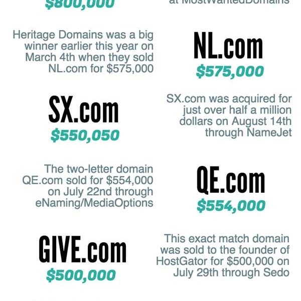 Biggest Domain Sales [2015 Edition] Best Infographics