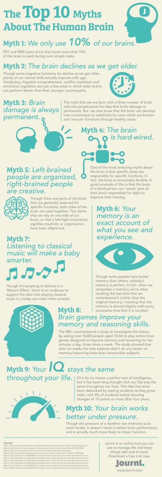 10 Myths About the Human Brain - Best Infographics