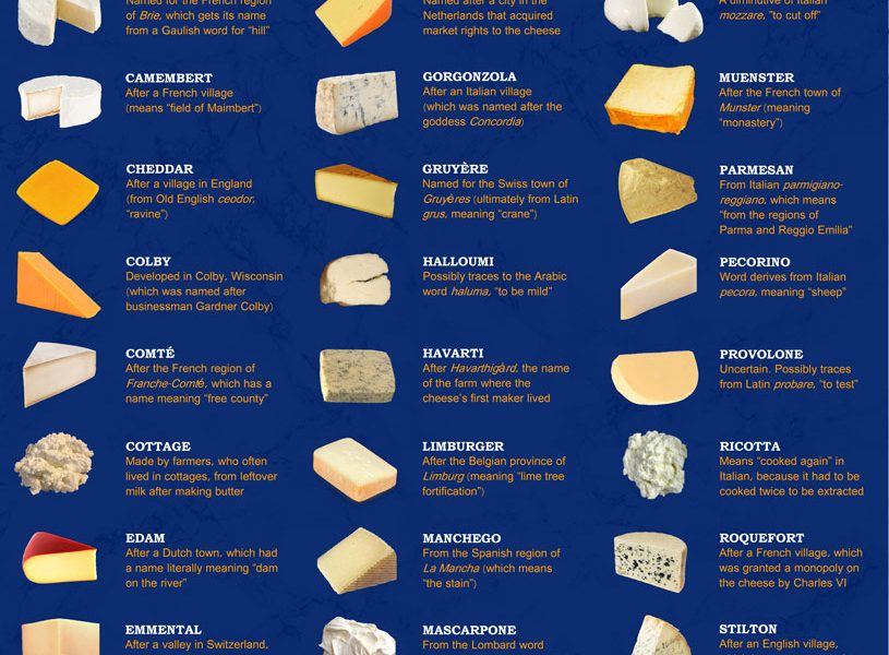 Etymology of Popular Cheese Names - Best Infographics